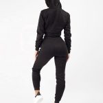 Ladies New Fashion 2 Pieces Loungewear Fleece Jogger Zip Crop Hooded Jacket Tracksuit Set Sportsfore