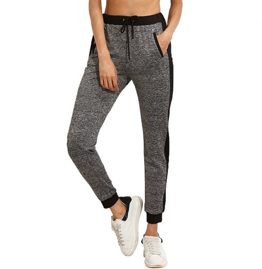 Women Casual Stylish Drawstring Waist Side Stripe Sports Workout Yoga Active Jogger Pants with Pocket Sportsfore