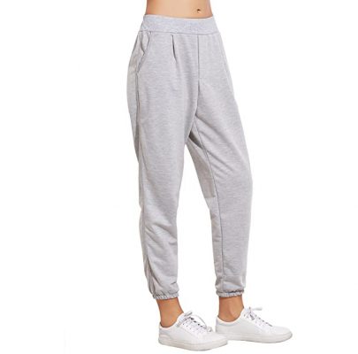 Women Fashion French Terry Jogger Pants Elastic Cuff Pocket Sweatpants Sportsfore