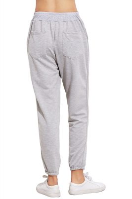 Women Fashion French Terry Jogger Pants Elastic Cuff Pocket Sweatpants Sportsfore