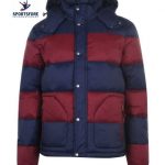 Latest Fashion Color Block Detachable Hood Water Resistant Down Filling Puffer Jacket for Men