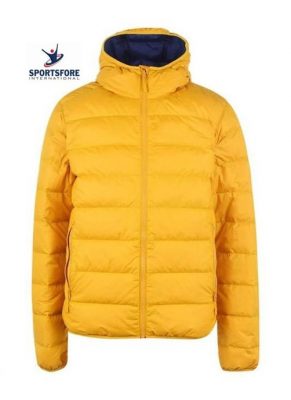 Factory Custom Wholesale Mens Windproof Fixed hood Elasticated Trims Comfortable Fit Puffer Jacket
