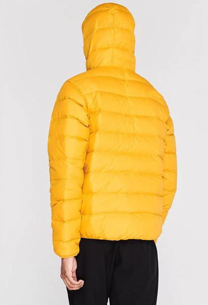 Factory Custom Wholesale Mens Windproof Fixed hood Elasticated Trims Comfortable Fit Puffer Jacket