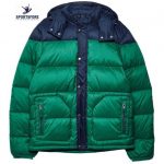 Latest Fashion Color Block Detachable Hood Water Resistant Down Filling Puffer Jacket for Men