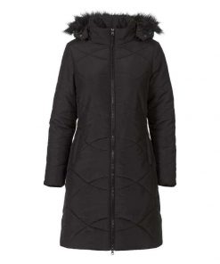 Women's Longline Adjustable Removable Hood Faux Fur Trim Winter Puffer Jacket