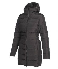 Stylish Women's Hooded Long Sleeves Regular Fit 2 Zipped Pockets Long Down Jacket Black