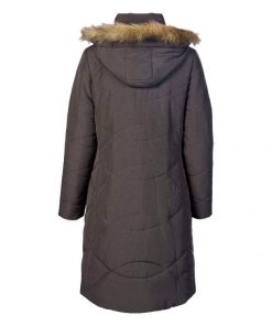 Women's Longline Adjustable Removable Hood Faux Fur Trim Winter Puffer Jacket