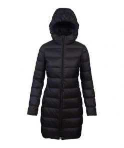 Women's Plus Size Black Travel-Lite Long Line Hood Down Jacket