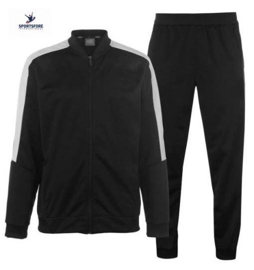 Classic Everyday Wear Regular Fit 100% Polyester Winter Jogging Suits Striped Top Jacket Bottom Matching Tracksuit Set for Mens