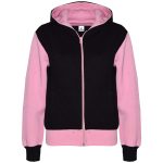 Custom Kids Plain Pink Contrast Fleece Hooded Top Bottom Jogging Tracksuit Set for Girls