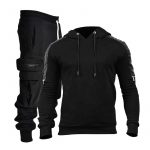 Customized 2 Piece Men Plain Hooded Sweatsuit
