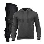 Customized 2 Piece Men Plain Hooded Sweatsuit - Image 5