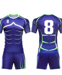 High Quality sublimation Custom blue sport wear rugby uniforms men's OEM rugby kits rugby shirts jersey