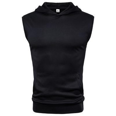 Men casual fashion bodybuilding gym workout sleeveless muscle hoodie t shirts