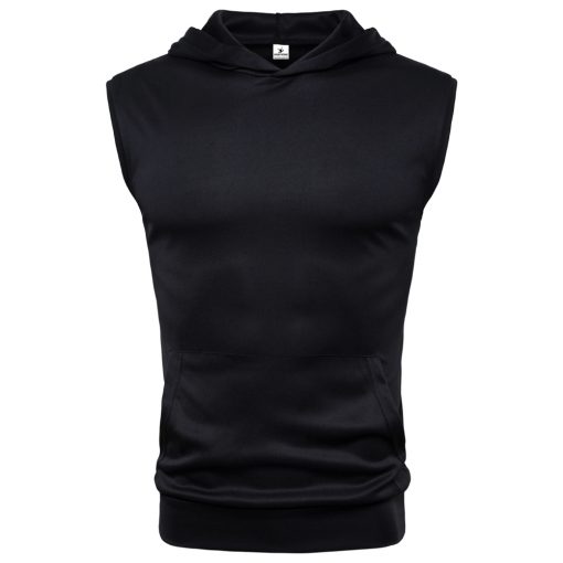 Men casual fashion bodybuilding gym workout sleeveless muscle hoodie t shirts