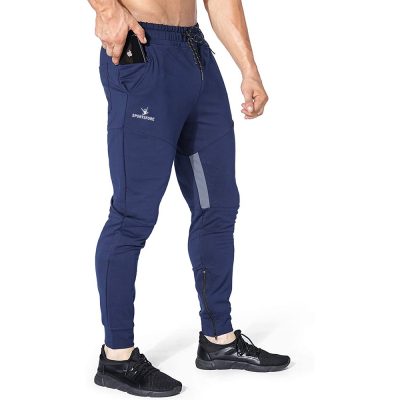 Mens Custom Your Logo Casual Slim Fit Tracksuit Bottom Running Workout Gym Trouser Bodybuilding pants with Zipper Pocket