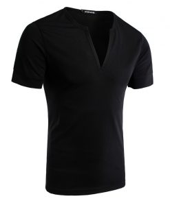 Men's new fashion trend short sleeve V neck t shirts