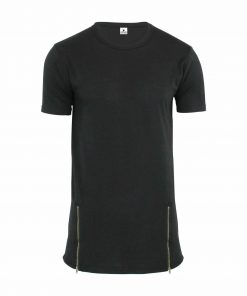 Men's quick dry crew neck short sleeve longline zip fashion t-shirts