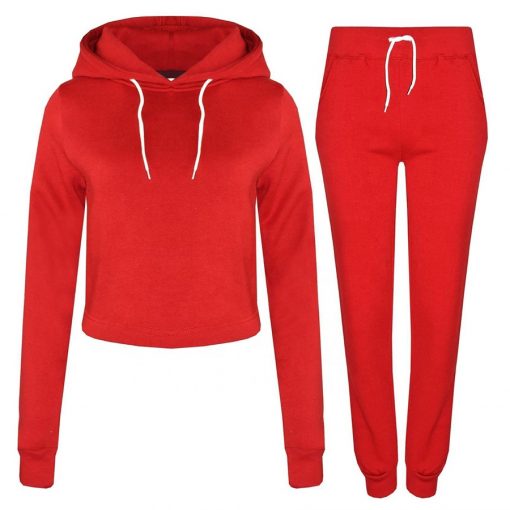 New fashion womens sports training jogging crop track suits tops jogger