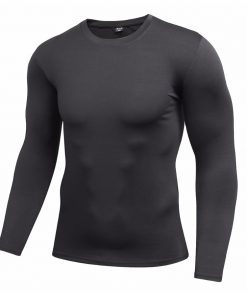 Quick Dry Men Fitness Compression Long Sleeve Baselayer Muscle Fit Gym T Shirt Blank Customized Logo Printing Plain Dyed Jersey