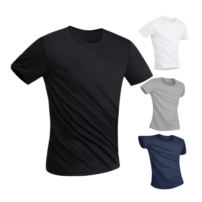 Summer Cotton T Shirts New Tops Clothing Casual Tshirt Man Streetwear 2021 Simple O Neck Stretch Solid Men Cotton and Customized