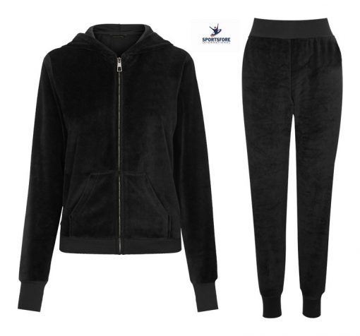 Velour Hoodie Jogger Tracksuit Set for Women Ladies Girls Fashion Track Suit