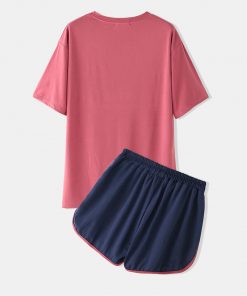 Women Custom Print Sports Loungewear Short Sleeve Comfy Pajamas Sets