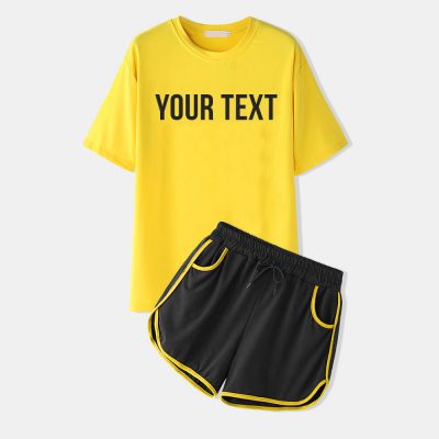 Women Custom Print Sports Loungewear Short Sleeve Comfy Pajamas Sets