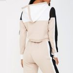 Women cheap fashion trend side stripe panel crop top tracksuits - Image 4