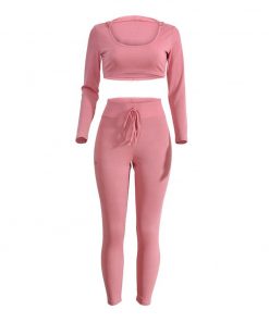 Women fashion trend 2 pieces training jogging fitness jumpsuit set with hood