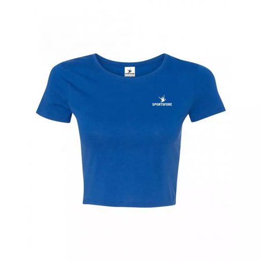 Wholesale Athletic Custom Plain Crop T shirt Woman Cropped Tee Royal Blue