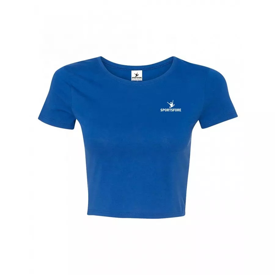 Wholesale Athletic Custom Plain Crop T shirt Woman Cropped Tee Royal Blue